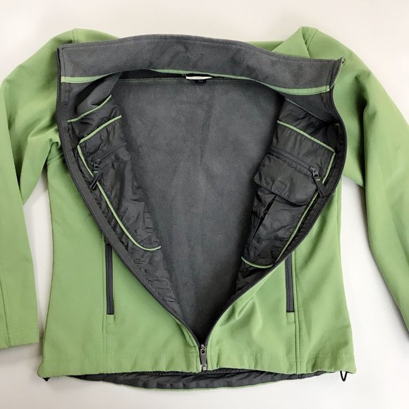 LAND'S END Soft Shell Jacket Small Fleece Lined Windbreaker Green - Picture 8 of 10